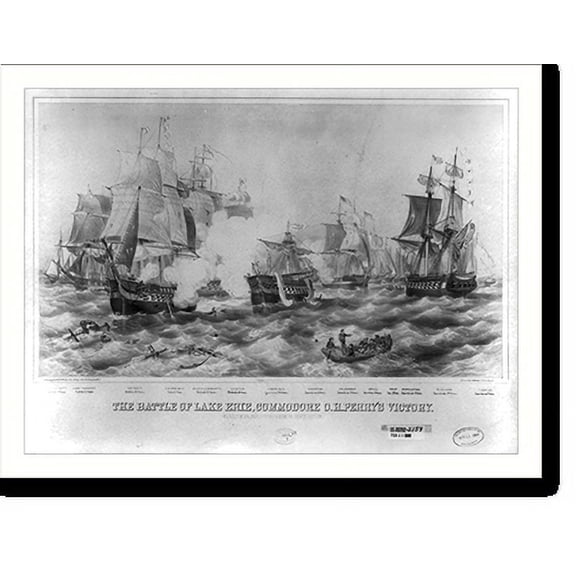 Historic Print, The Battle of Lake Erie, Commodore O.H. Perry's victory.Lithographed & published by J. Perry Newell, Newport, R.I.; printed by J.H. Bufford & Sons, Boston., 16" x 20"