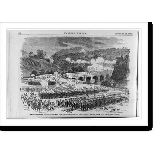 Historic Print, Battle between the Mexicans and the allied invaders, at