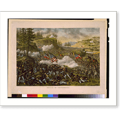 Historic Print, Battle of Chickamauga. Sept. 19' & 20' 1863. Federal. Gen. Rosecrans com. Confederate. Gen. Bragg com. - 2, 18" x 24"