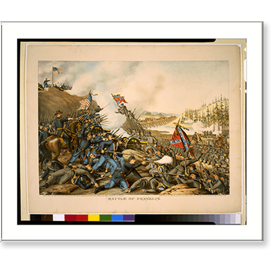 Historic Print, Battle of Franklin. November 30, 1864-Union (Gen. Schofield). Conf. (Gen. Hood) ..., 16" x 20"