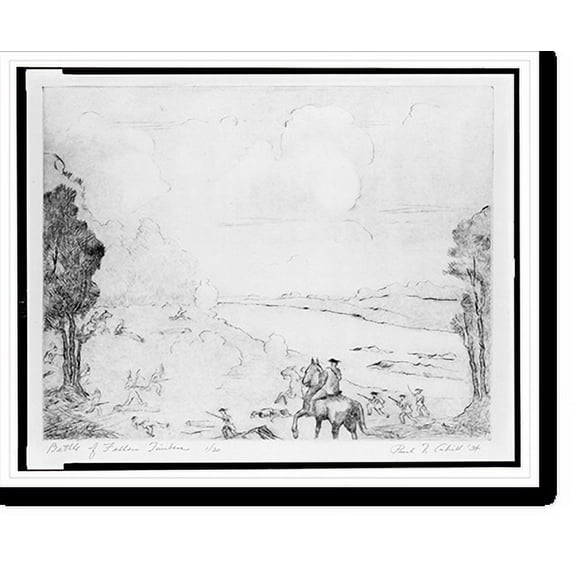 Historic Print, Battle of fallen timbers - 1794.Paul T. Cahill '34., 16" x 20"
