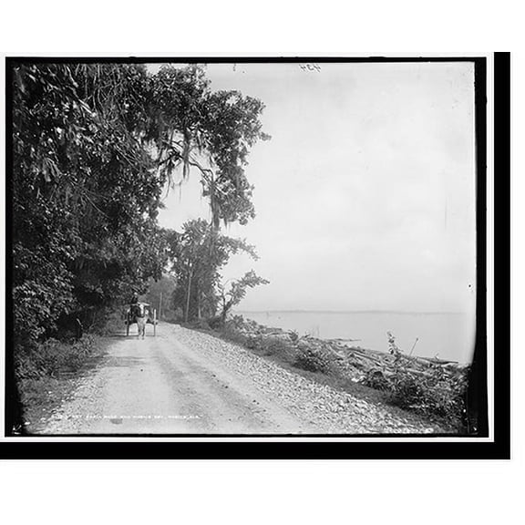 Historic Print, Bay Shell Road and Mobile Bay, Mobile, Ala., 18" x 24"