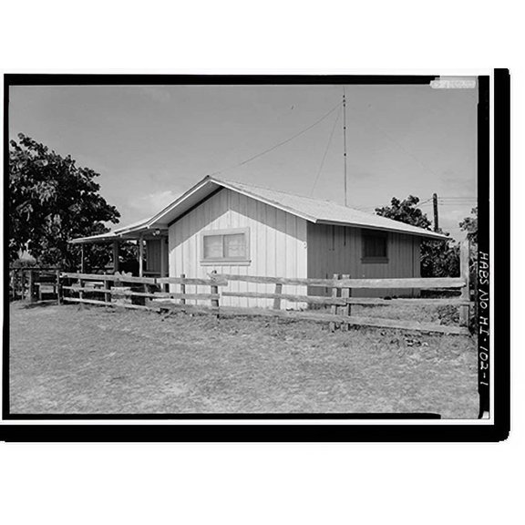Historic Print, Beach House, Building No. 695, Airport Road, Moloka'i Island, Kalaupapa vicinity, Kalawao County, HI, 16" x 20"