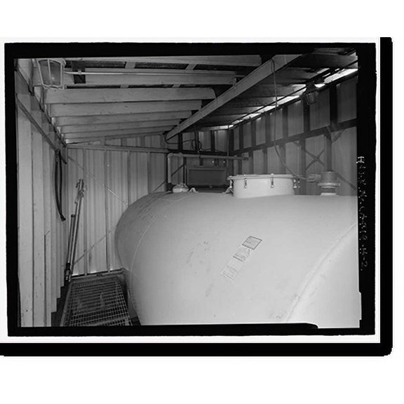 Historic Print, Beale Air Force Base, Perimeter Acquisition Vehicle Entry Phased-Array Warning System, Clean Lubrication Oil Storage Tank & Enclosure, End of Spencer Paul Road, north of…16" x 20"