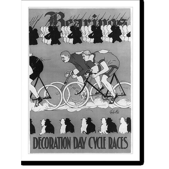 Historic Print, Bearing's decoration day cycle races.Charles A. Cox., 16" x 20"