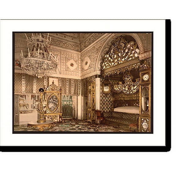 Historic Print, Bedchamber of the late Bey of Tunis Kasr-el-Said Tunisia, 16" x 20"