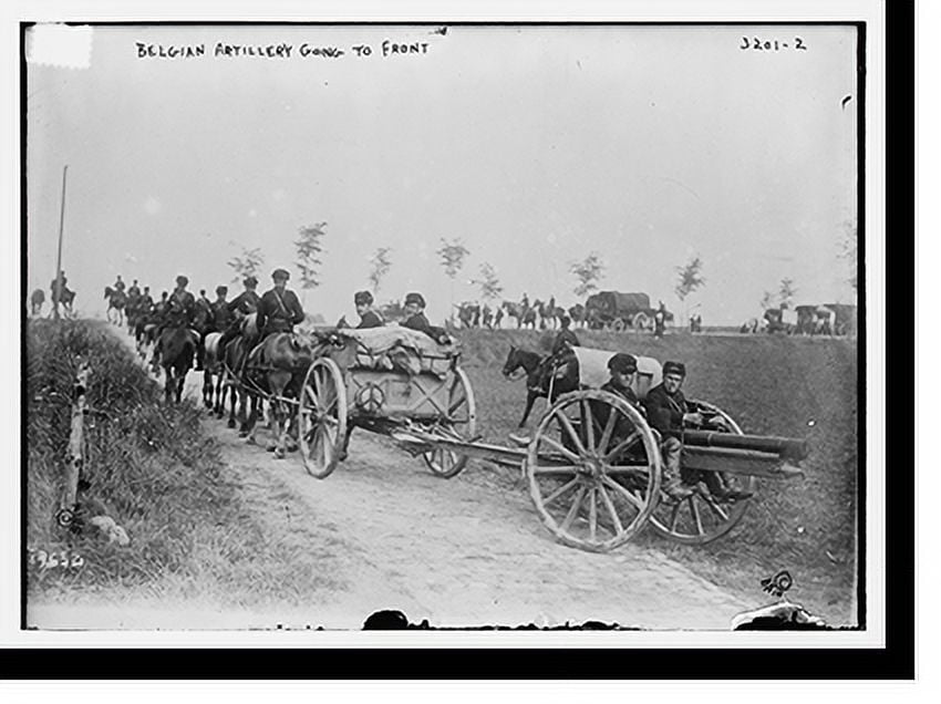 Historic Print, Belgian Artillery going to front, 18" x 24"