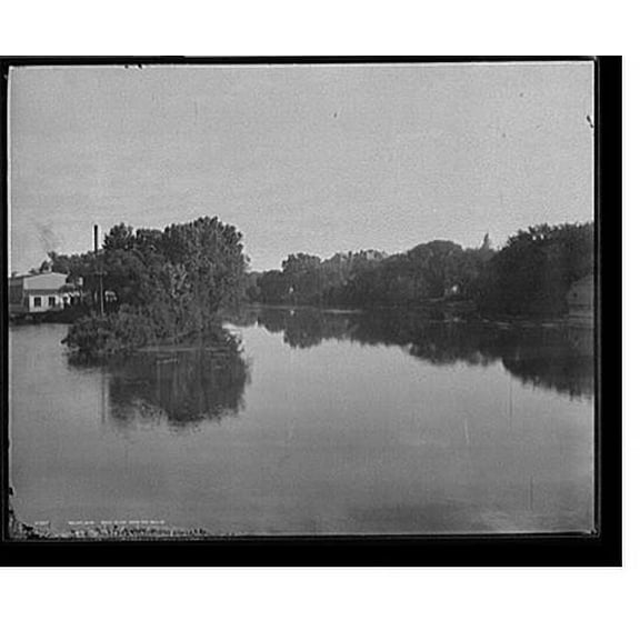 Historic Print, Beloit, Wis., Rock River above the bridge, 16" x 20"