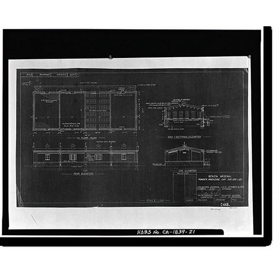 Historic Print, Benicia Arsenal, Powder Magazine No. 5, Junction of Interstate Highways 680 & 780, Benicia, Solano County, CA - 21, 16" x 20"