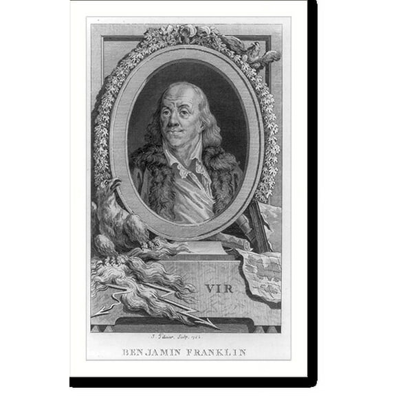 Historic Print, Benjamin Franklin.J. Pelicier sculp. 1782., 16" x 20"