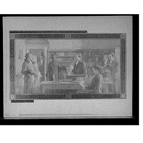 Historic Print, Benjamin Franklin opening first subscription library in Philadelphia, 18" x 24"