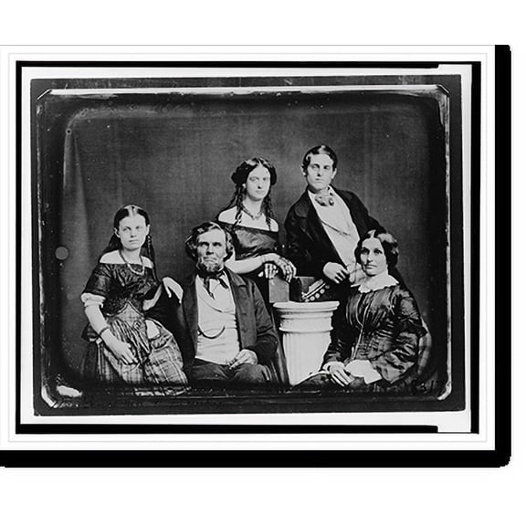 Historic Print, [Benjamin family group portrait, posed around a column], 16" x 20"