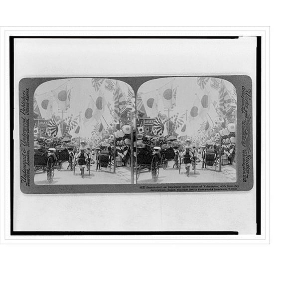 Historic Print, Benten-dori, an important native street of Yokohama, with feast-day decorations, Japan, 18" x 24"