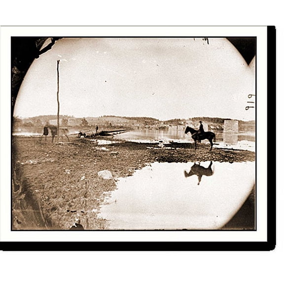 Historic Print, Berlin (now Brunswick) Md. Pontoon bridge and ruins of the stone bridge across the, 18" x 24"