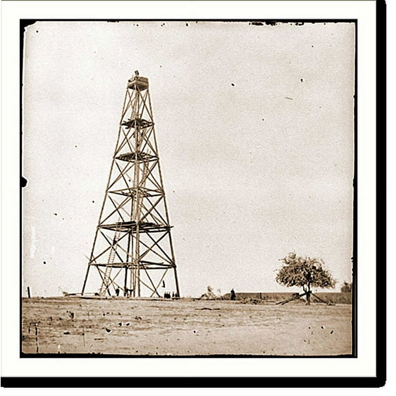 Historic Print, Bermuda Hundred Va. Signal tower on left of the line near the Appomattox River, 16" x 20"