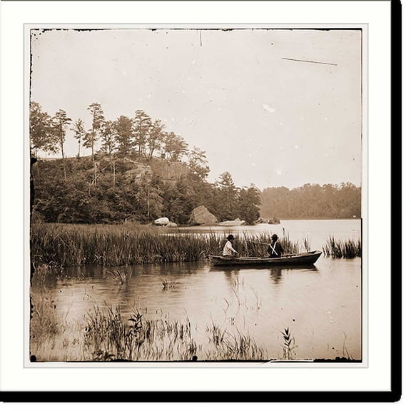 Historic Print, Bermuda Hundred Virginia. Fishing on the James River, 16" x 20"