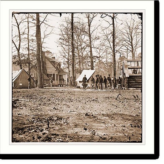 Historic Print, Bermuda Hundred Virginia. Gen. Benjamin Butlers headquarters, 18" x 24"