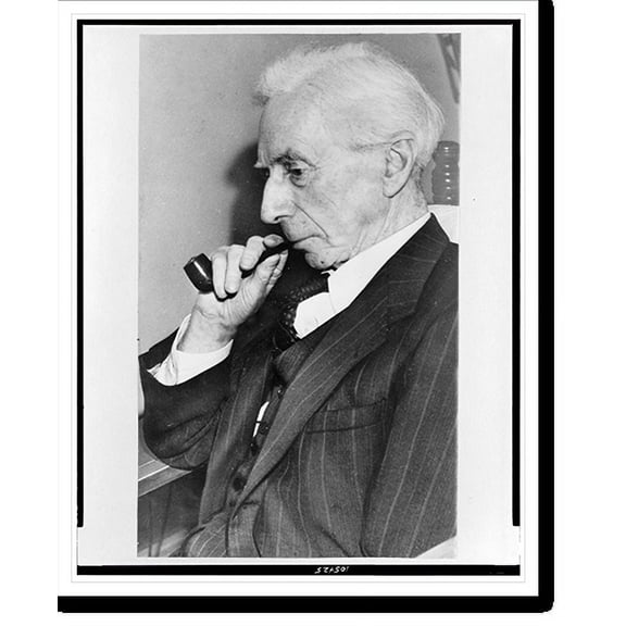 Historic Print, [Bertrand Russell, half-length portrait, facing left smoking pipe], 18" x 24"