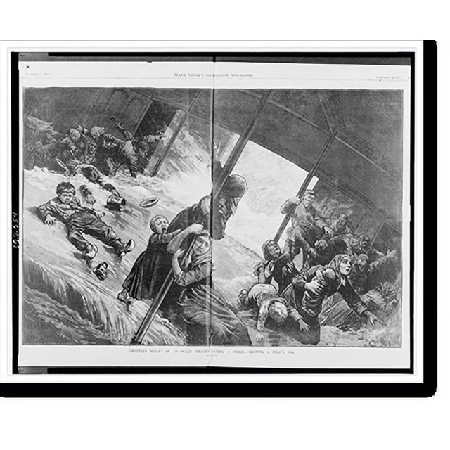 Historic Print, Between decks" of an ocean steamer during a storm