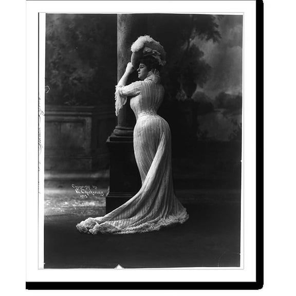 Historic Print, [Bianca Lyons, full length, standing, facing left; leaning against pillar], 18" x 24"