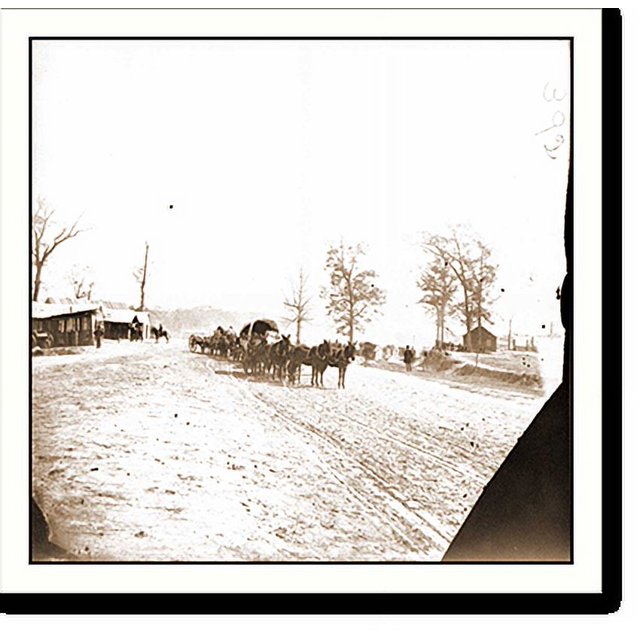 Historic Print, Big Black River Station Miss. Wagons and sheds, 16" x