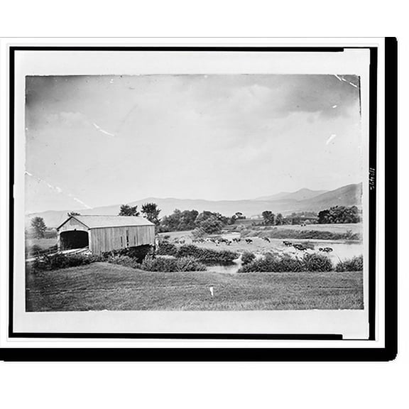 Historic Print, Billings Bridge and Otter Creek, Rutland, Vermont, 16" x 20"