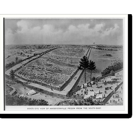 Historic Print, Bird's-eye view of Andersonville Prison from the south-east, 18" x 24"