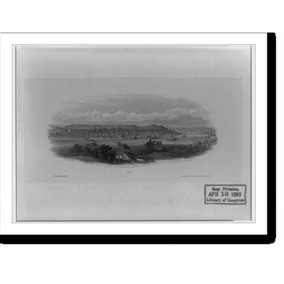 Historic Print, [Bird's-eye view of Cincinnati, Ohio from across river], 18" x 24"