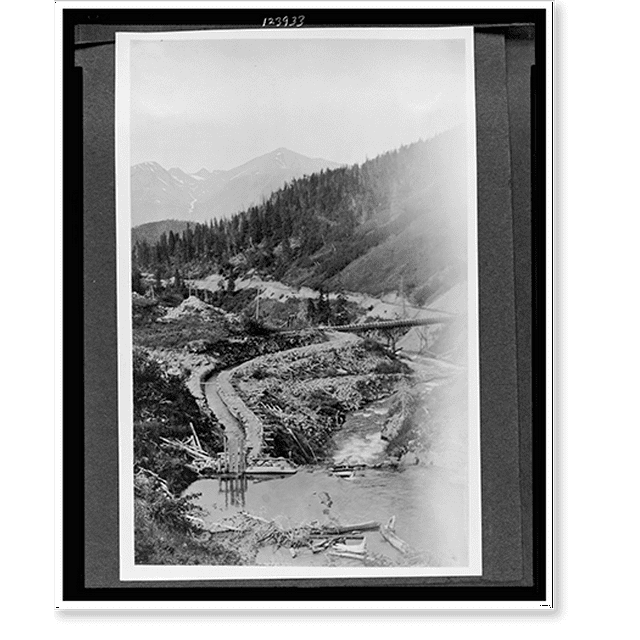 Historic Print, [Bird'seye view of Gulch Creek, a hydraulic gold