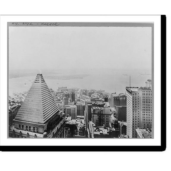 Historic Print, [Bird's-eye view of New York Bay and Brooklyn from 12 B'way, New York City], 16" x 20"