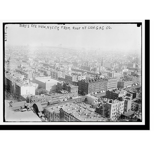 Historic Print, Birds eye view of N.Y.C. from roof of Cons. Gas Co's Bldg., 16" x 20"