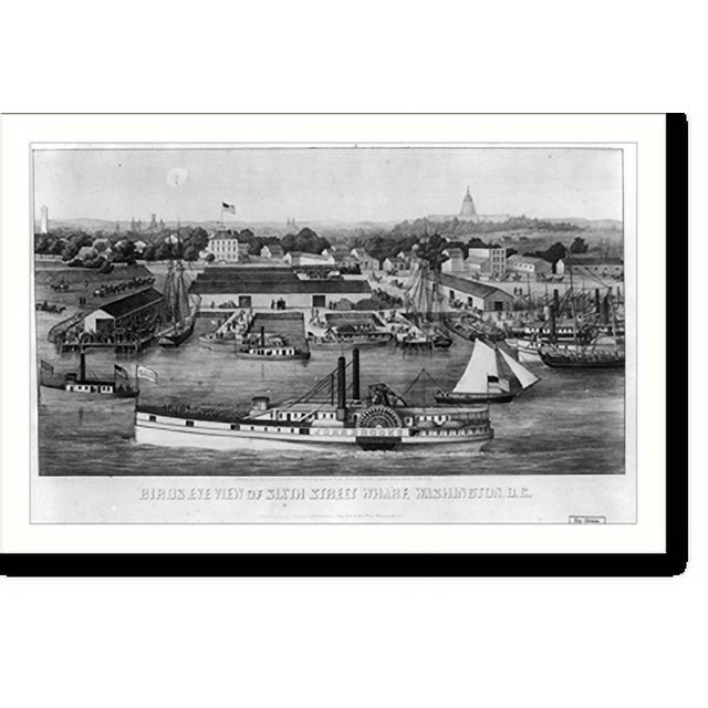 Historic Print, Birds eye view of Sixth Street wharf, Washington, D.C