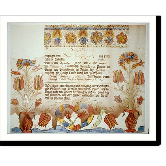 Historic Print, [Birth and baptismal certificate for Catharina Heilman, b. 1777, in Lebanon township, Lancaster County, Pa.; with blessing] - 2, 16" x 20"