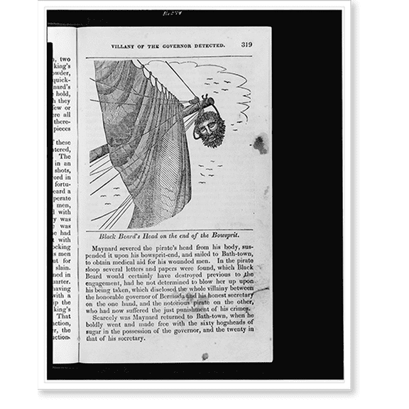 Historic Print, Black Beard's head on the end of the bowsprit - 2, 16" x 20"