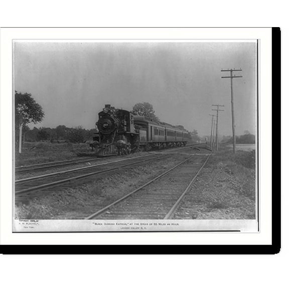 Historic Print, Black Diamond Express", at the speed of 55 miles an hour. Lehigh Valley R.R.", 18" x 24"