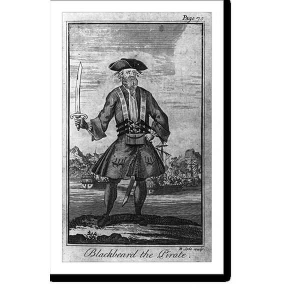 Historic Print, Blackbeard the pirate, 18" x 24"