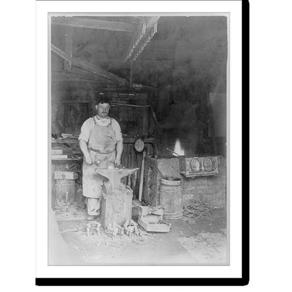 Historic Print, Blacksmith [at work on anvil], 16" x 20"