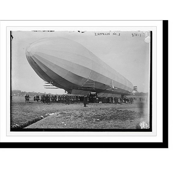 Historic Print, Blimp, Zeppelin No. 3, on ground, 18" x 24"