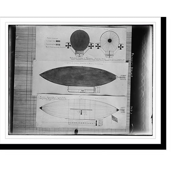 Historic Print, Bliven's airship (blueprint), 16" x 20"