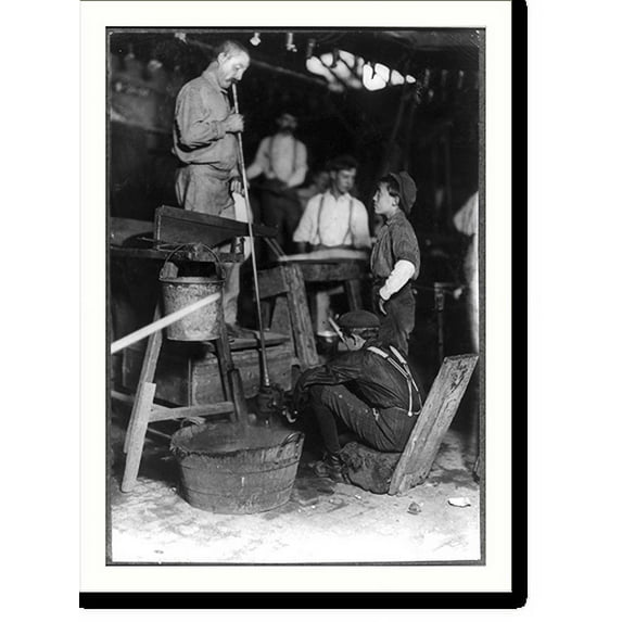 Historic Print, Blower and Mold Boy, Seneca Glass Works, Morgantown, W. Va. (see label on #171) (see photos 170 & 171). Location: Morgantown, West Virginia., 18" x 24"