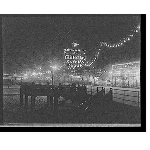 Historic Print, [Boardwalk at night, Atlantic City, N.J.], 18" x 24"