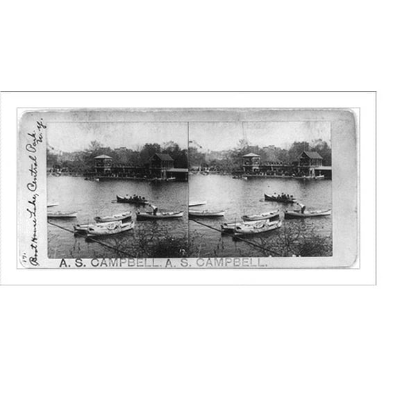 Historic Print, Boat house lake, Central Park, N.Y., 16" x 20"