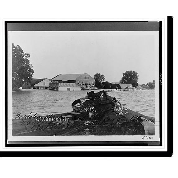 Historic Print, Bordelonville, La., on Bayou des Glaises - town flooded by crevasse waters.Tarver photo., 18" x 24"