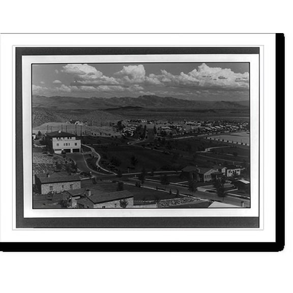 Historic Print, [Boulder City, Nevada. Bird's-eye view of Boulder City showing parks], 16" x 20"