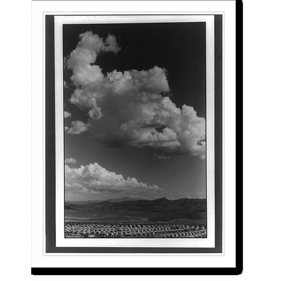 Historic Print, [Boulder City, Nevada. Desert clouds over Boulder City, bird's-eye view], 16" x 20"