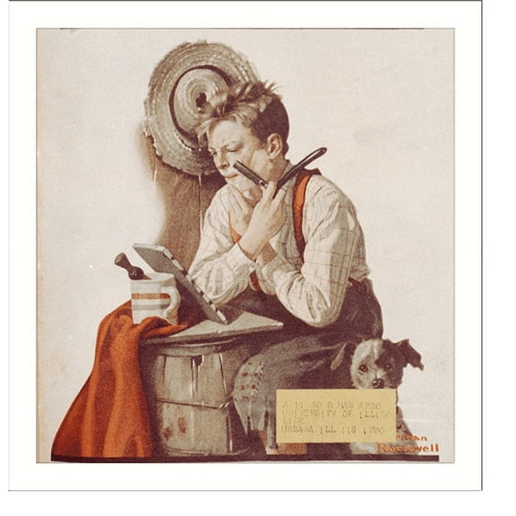 Historic Print, [Boy shaving with straightedge razor], 18" x 24"