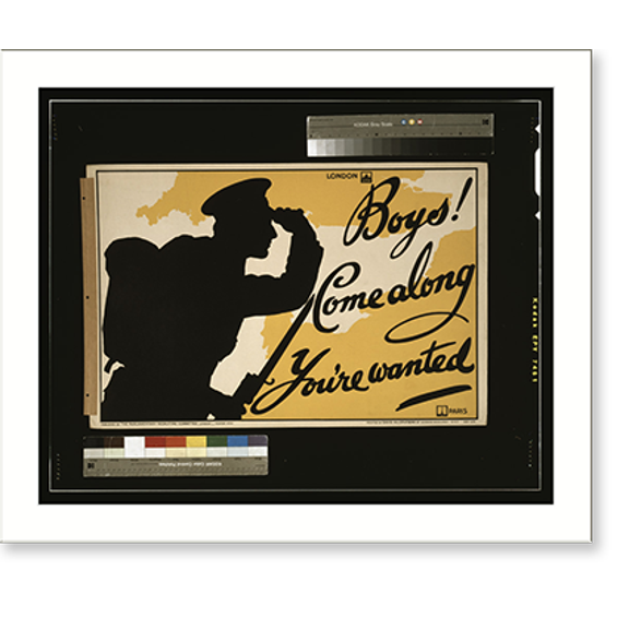 Historic Print, Boys! Come along, you're wanted.printed by David Allen & Sons Ld., Harrow, Middlesex., 16" x 20"