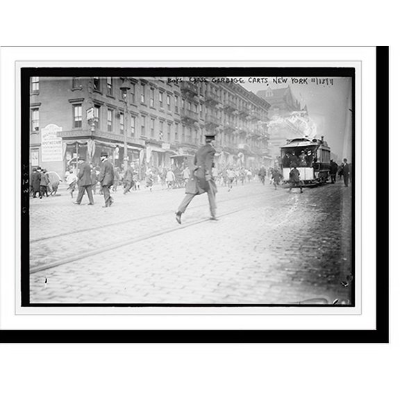 Historic Print, Boys chase garbage carts, N.Y. 1911, 16" x 20"