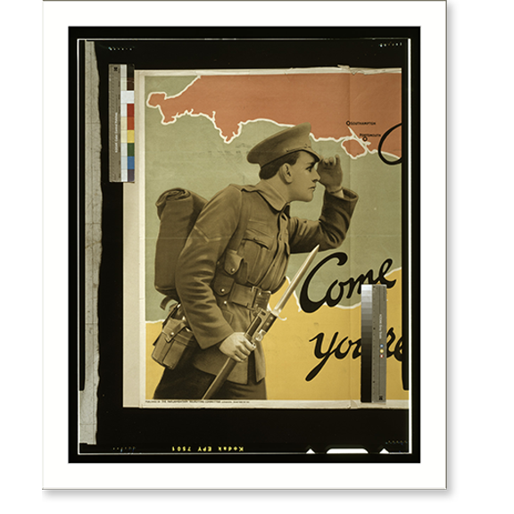 Historic Print, Boys come over here, you're wanted.printed by David Allen & Sons Ld., Harrow, Middlesex., 16" x 20"