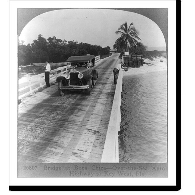Historic Print, Bridge at Boca Chica OvertheSea Auto Highway to Key